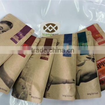 custom different colors stand up Kraft paper coffee bags