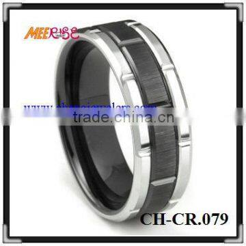 Trendy Cobalt Chrome Ring with Black Ceramic Inlay
