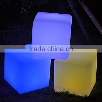Garde,yard,court,courtyard Solar powered multi color change IP68 led outdoor cube bench stool