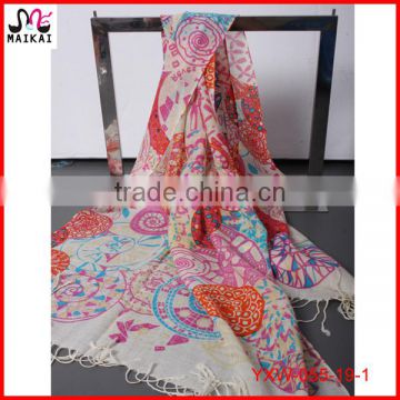Fashionable new design circle printed wool scarf for women