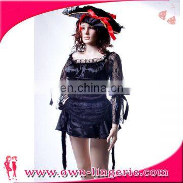 2017new sexy women carnival pirate black lace costume