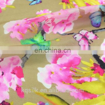 Floral butterfly printed silk ocean spinning fabric/silk paj fabric