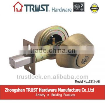 7312AB:TRUST ANSI Grade 3 Double Deadbolt Lock with brass cylinder