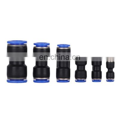 PU Straight Union Black Quick Tube Connector One Touch Push in Pipe Air Plastic Pneumatic Fitting