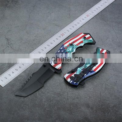 stainless steel tactical knife  with black oxide blade  folding survival  knife