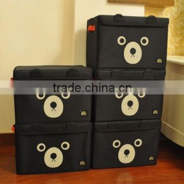 Non Woven Fabric Bear Kids Baby Toys Organizer Storage Box With Lid