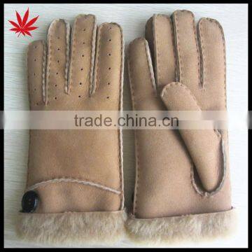 Women tops sale double face Sheepskin Leather Gloves Cold Weather Gloves With Button