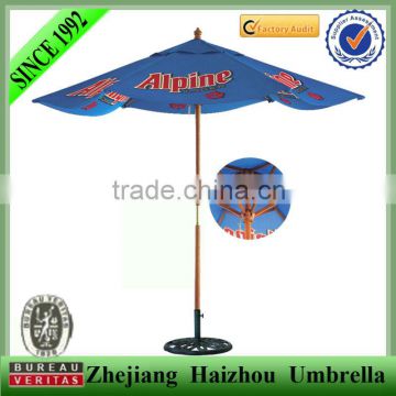outdoor wooden parasol /garden umbrella with printing