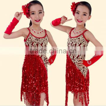 2016 High quality sexy latin dance dress children dancing performance costumes for firls