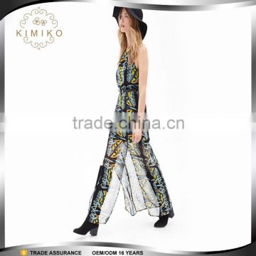 New Design Casual Printed Long Split Chiffon Dresses