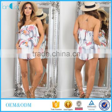 Hot summer beach style sexy floral printed short ladies palysuit