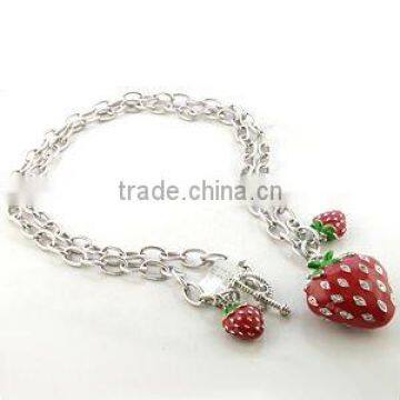 Plated rhodium enamel Strawberry necklaces