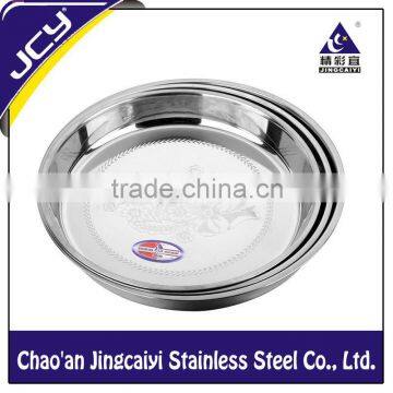 Stainless Steel Kitchenware Deepen Embossed Round Plates