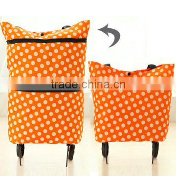 Wholesale price cool style foldable shopping bag with wheel