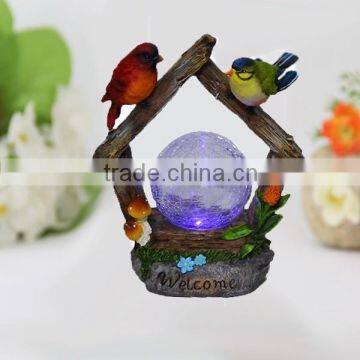 New product solar resin bird glass ball lighting