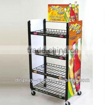 supermarket free standing 4 layers bottle wire modern shelf display rack for beer HSX-1128