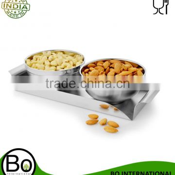 Stainless Steel 3Pcs Snack Bowl Tray Set 29x12x7 cm