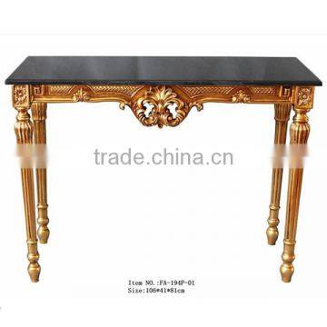 Square marble top handmade baroque corner console table