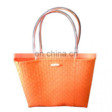 Orange PP tape woven shopping bag