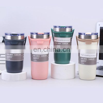 Food Grade Eco-friendly Stainless Steel Coffee Mug Vacuum Insulated Tumbler Cup Custom Logo Glitter with Handle Lid
