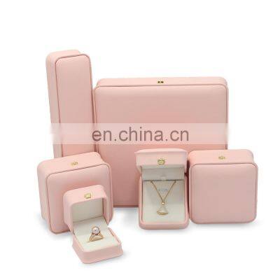 Top sell custom logo pink pendant leather jewelry gift box pendent box