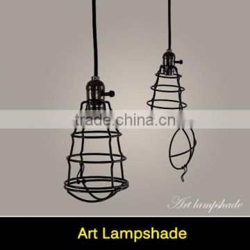 Art Deco Vintage Industrial Antique Metal Cage Pendant Light Factory Wire Steel Lampshade 220V E27 Lamp Holder
