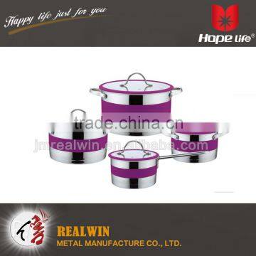 8pcs stainless steel cookware purple mirror polish inside and outside cookware , stock kitchen                        
                                                Quality Choice