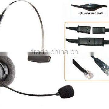 Noise canceling telephone headphones with RJ 11
