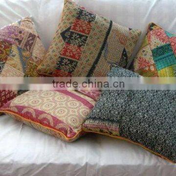 kantha quilt patchwork cushions