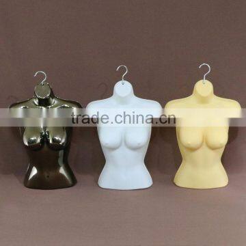 Plastic sexy headless hanging female mannequin,fashion half-body bust model