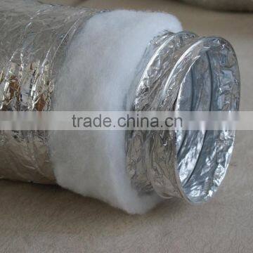 high quality white wool insulated aluminum flexible air duct with 16Kg/m3 glass fiber
