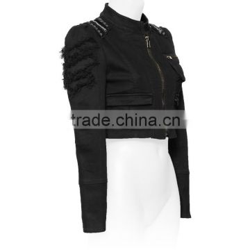 Short gothic women's jacket with studs