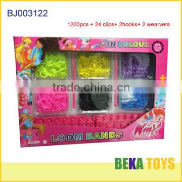 Funny winx diy rainboww loom make rubber band bracelet kit