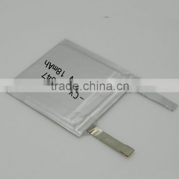 Ultra thin lipo battery 033047 18mah lithium polymer batteries 042255 18mah