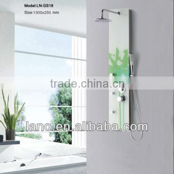 glass shower panel with 8 inch top shower head LN-GS18