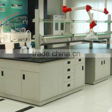 Food Industrial Laboratory Furniture Lab Table Design Lab Work Center Table Reagent Shelf And Ceiling-Mounted Exhaust Hood