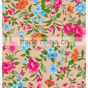 2015 Newest printed floral design plastic table cloth with lace/waved/straight edge