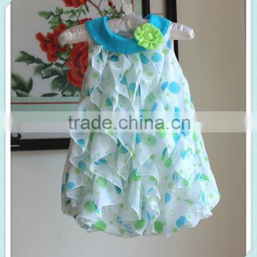Casual Summer Baby Girls Korean Clothes Polka Dot Chiffon Party Dress Wholesale Kids Beautiful Model Dresses For Kids Dress