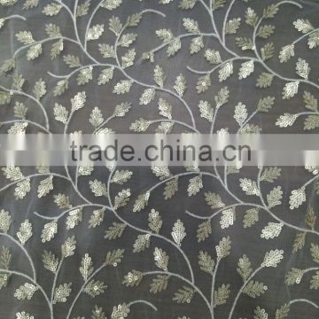 Net Sequins Embroidery Fabric