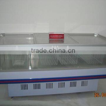 2016 high quality commercial glass top 568L/618L/818L meat freezer seafood display freezer for supermarket fish display cabinet