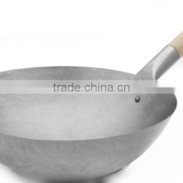 Hand Hammered Cantonese Single Wooden Handle Carbon Steel Wok