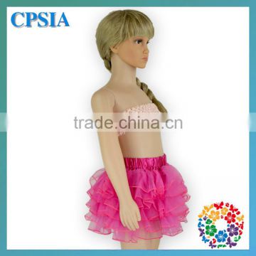 2015 Adorable Little Girls Mini Skirt Hot Pink Chiffon Young Girls Mini Skirt For Summer