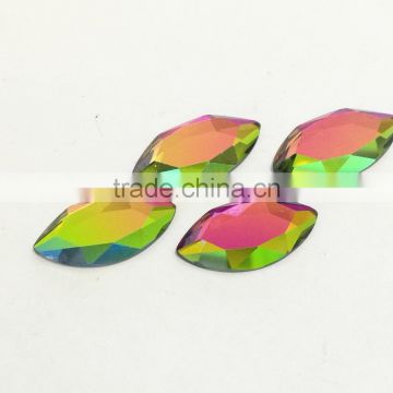 multi color navette flat back crystal loose beads glass pendant for garment accessories