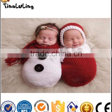 NPT82 Tinaluling Christmas handmade newborn crochet photography props two piece baby outfit