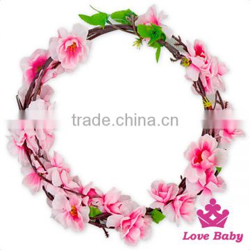 Wholesale Wedding Crown Plain Peach Floral Petals Headband Hair Accessories Flower Prom Girl Garland Tiara