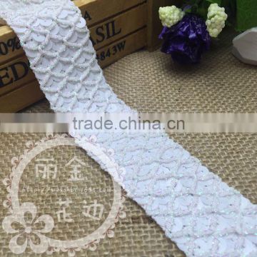 3.3cm Width 5rows Elastic Sequin Trimming Stretch Sequin Banding Tape