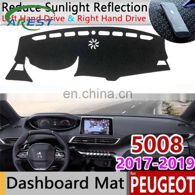 for Peugeot 5008 2017 2018 2019 2020 MK2 Anti-Slip Mat Dashboard Cover Pad Sunshade Dashmat Anti-uv Protect Carpet Accessories