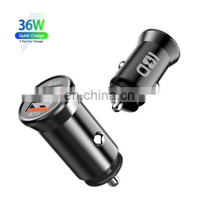 12V Output Quick Charger Car Smarphone Small 36W Car Charger Logo Custom