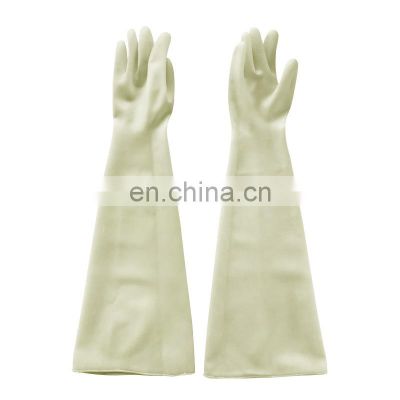 Hot sales rubber lab double multiple chemical resistant glove box long gloves