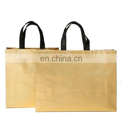 Non Woven Shopping Bag Gold Foldable Cute Eco Friendly